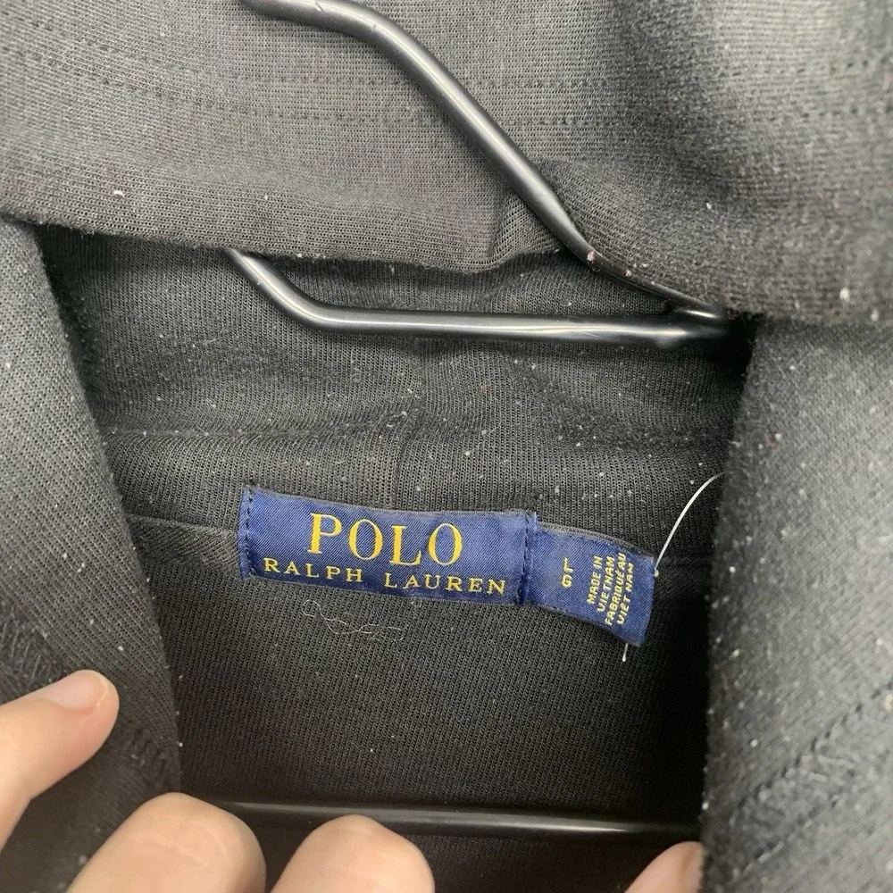 Polo Ralph Lauren Hoodie Mens Large Black Big Pony Sweatshirt Performance y2k